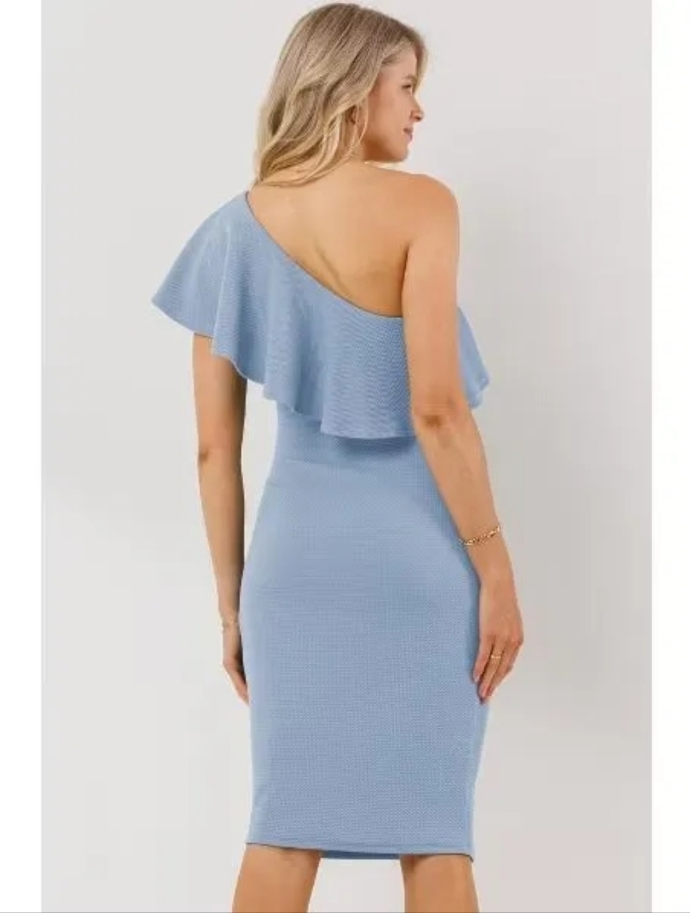 Hello Miz Maternity One-Shoulder Ruffle Fitted Dress - Picture 2 of 4